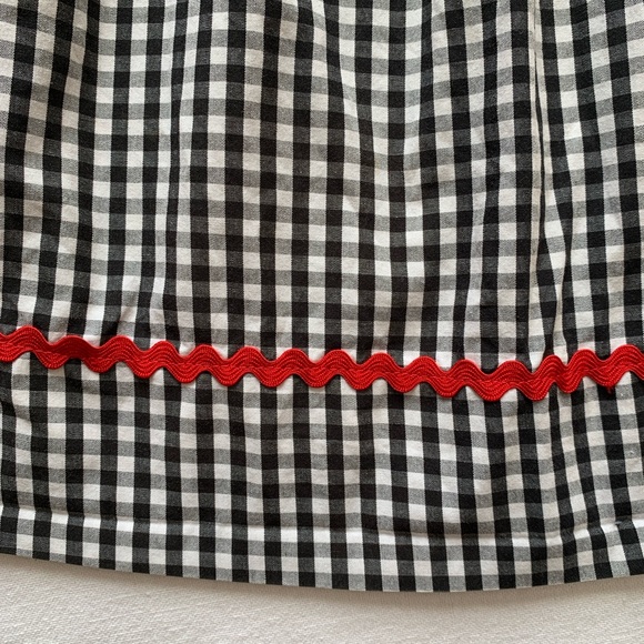 Marmellata Smocked Rickrack Gingham Dress Scottie Dogs, Black, White, Red, 3T - Picture 6 of 12